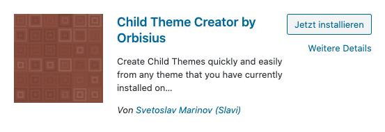Plugin Child Theme Creator by Orbisius